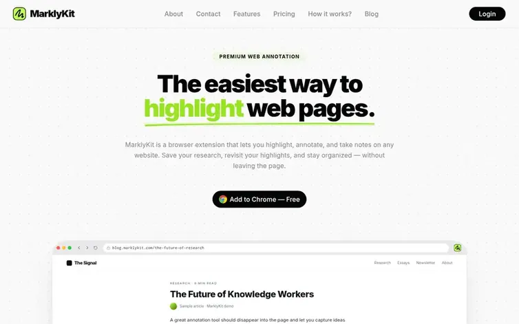 Screenshot of the MarklyKit homepage