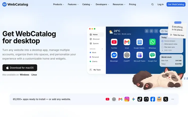 Screenshot of the WebCatalog homepage