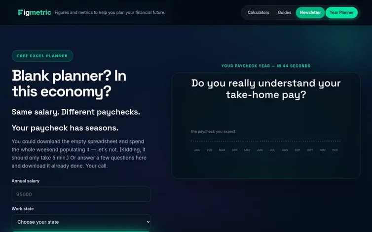 Screenshot of the Figmetric homepage