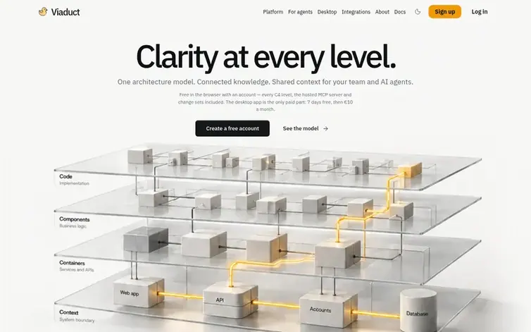 Screenshot of the Viaduct homepage