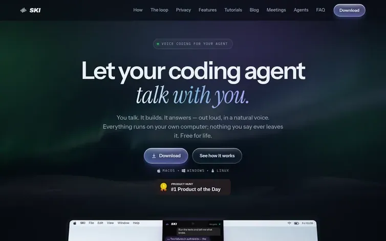 Screenshot of the SKI homepage