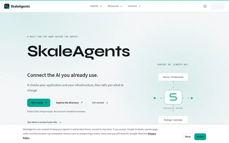 Screenshot of the SkaleAgents homepage