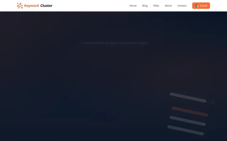 Screenshot of the Keyword Cluster homepage