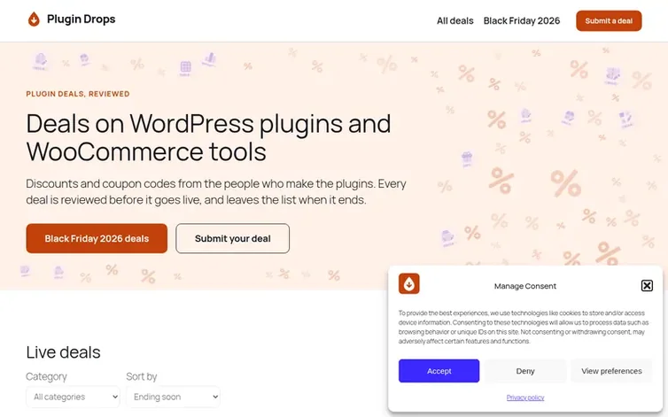 Screenshot of the Plugin Drops homepage