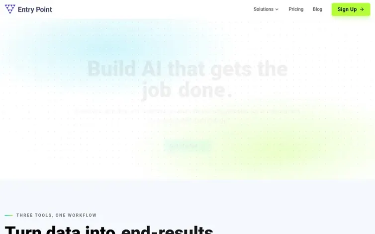 Screenshot of the Entry Point AI homepage