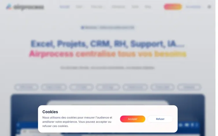 Screenshot of the Airprocess homepage