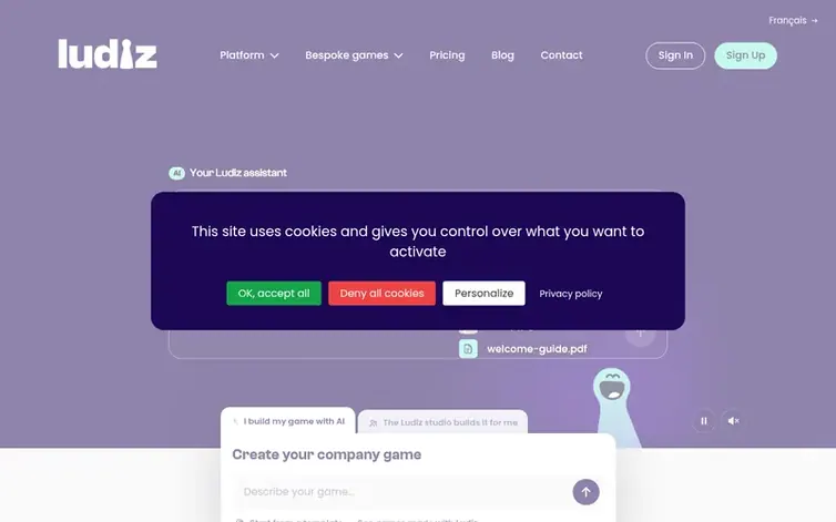Screenshot of the Ludiz homepage