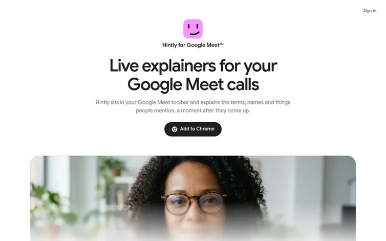 Screenshot of the Hintly homepage