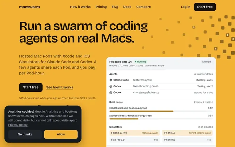 Screenshot of the Macswarm homepage