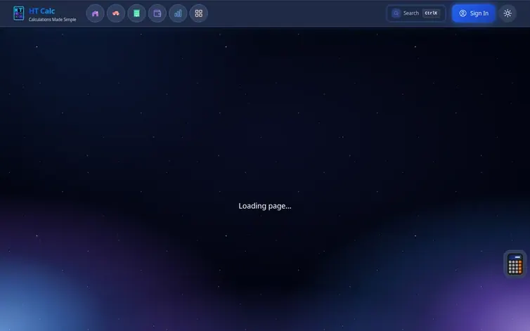 Screenshot of the HT Calc homepage