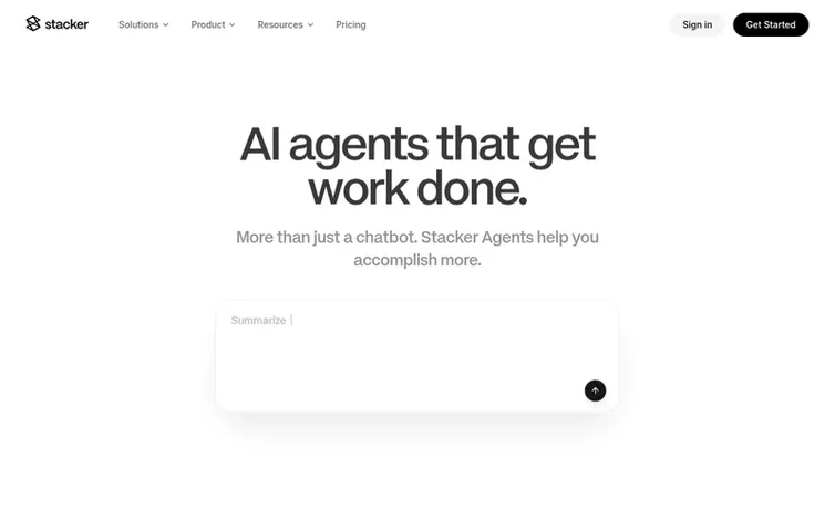 Screenshot of the Stacker homepage