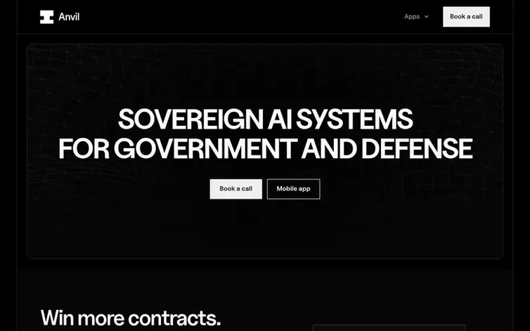 Screenshot of the Anvil AI homepage