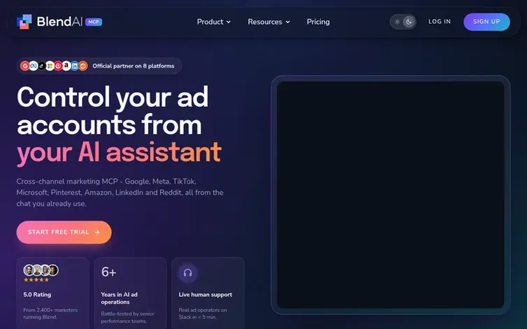 Screenshot of the Blend MCP homepage