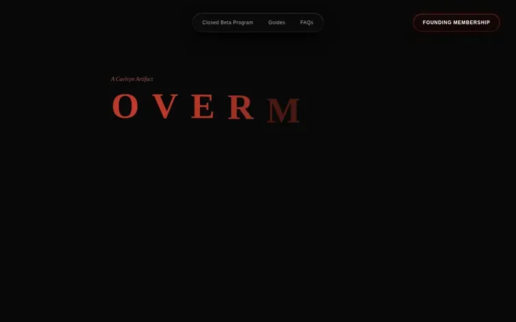 Screenshot of the Overmind homepage