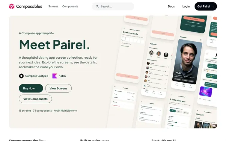 Screenshot of the Pairel homepage