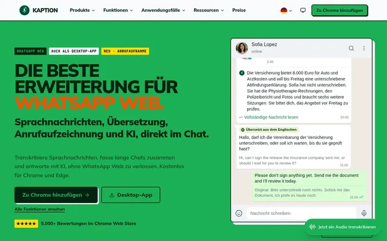 Screenshot of the Kaption AI homepage