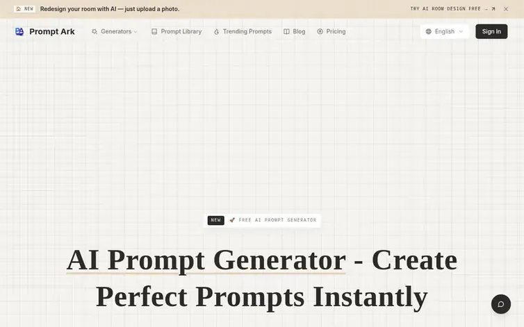 Screenshot of the Prompt Ark homepage