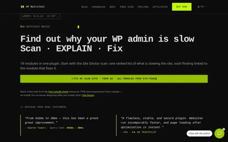 Screenshot of the WP Multitool homepage
