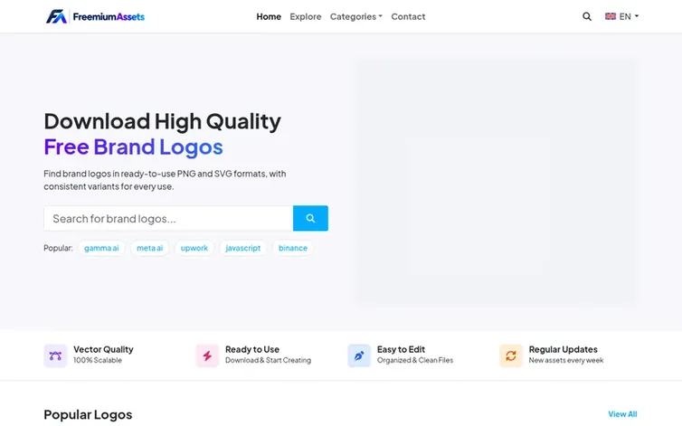 Screenshot of the FreemiumAssets.com homepage