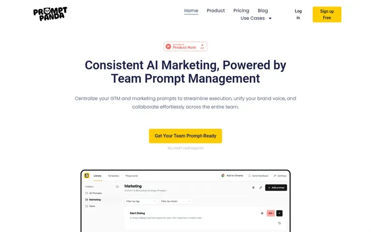 Screenshot of the PromptPanda homepage
