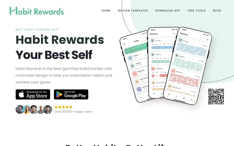 Screenshot of the Habit Rewards homepage