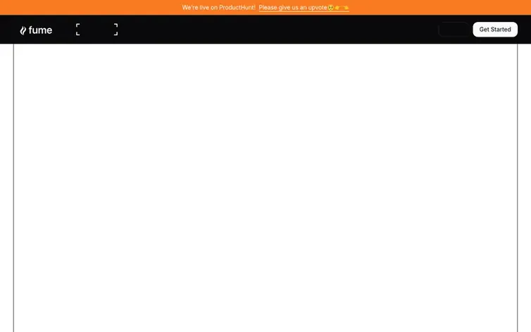 Screenshot of the Fume homepage