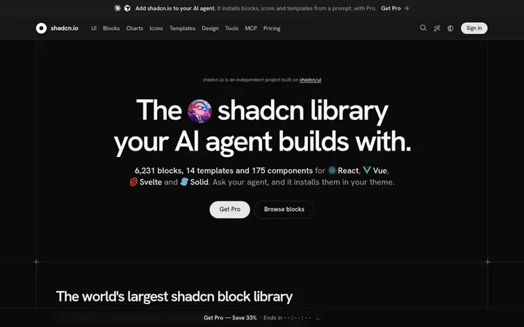 Screenshot of the shadcn.io homepage