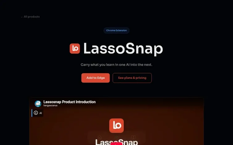 Screenshot of the LassoSnap homepage