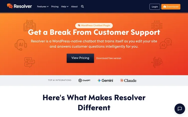 Screenshot of the Resolver homepage