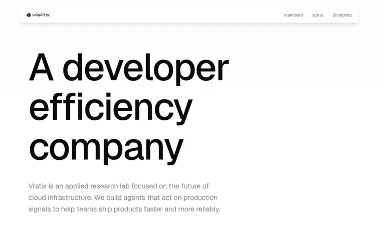 Screenshot of the Vratix homepage