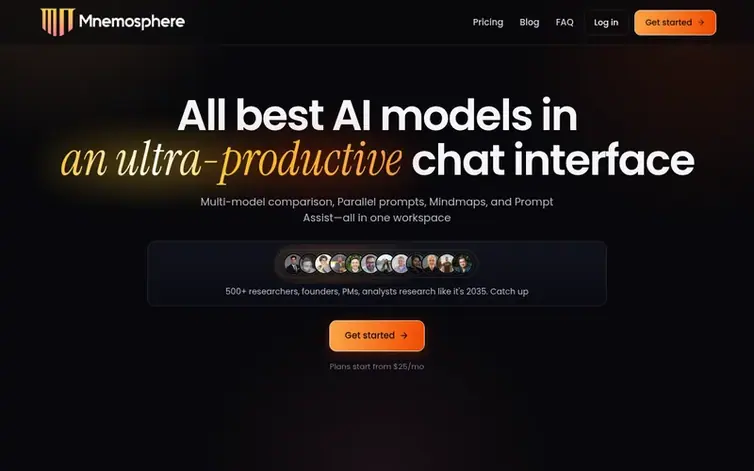 Screenshot of the Mnemosphere homepage