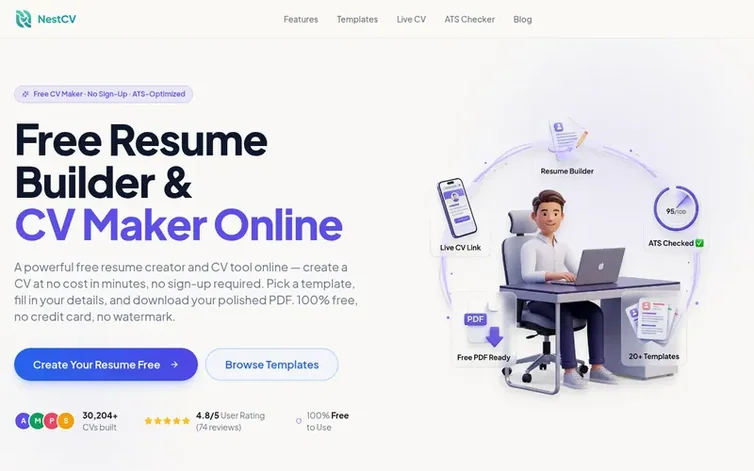 Screenshot of the NestCV homepage