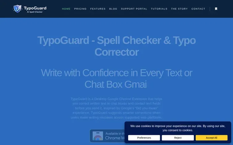 Screenshot of the TypoGuard homepage