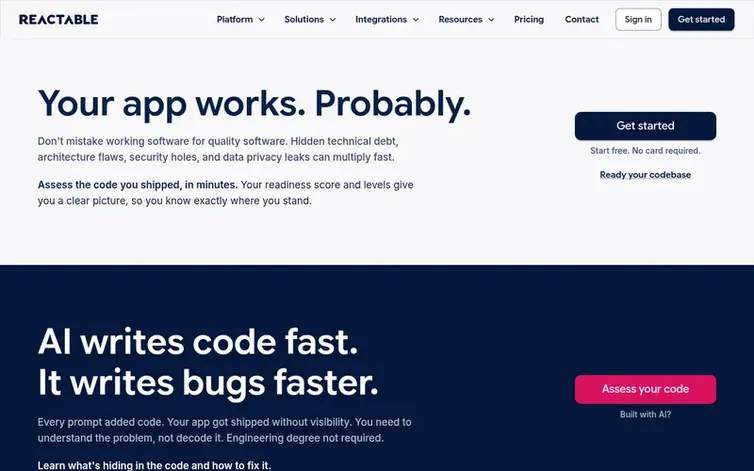 Screenshot of the Reactable homepage
