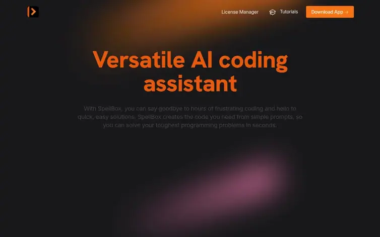 Screenshot of the SpellBox homepage