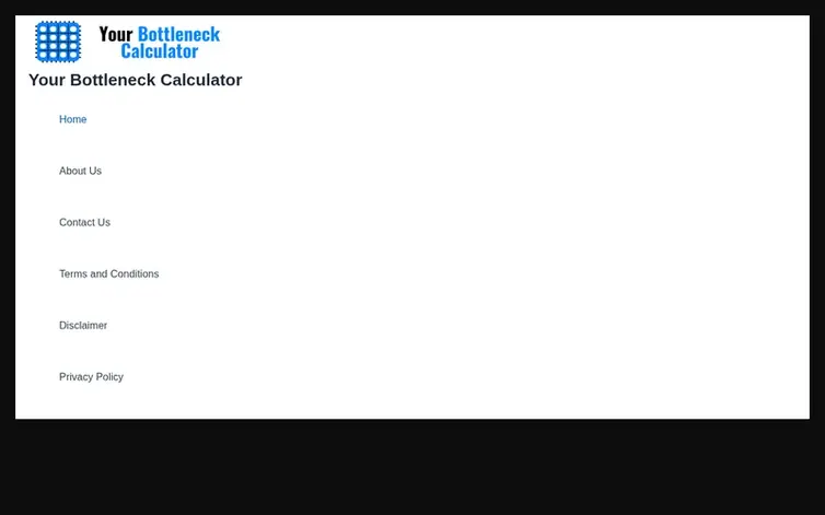 Screenshot of the Your Bottleneck Calculator homepage
