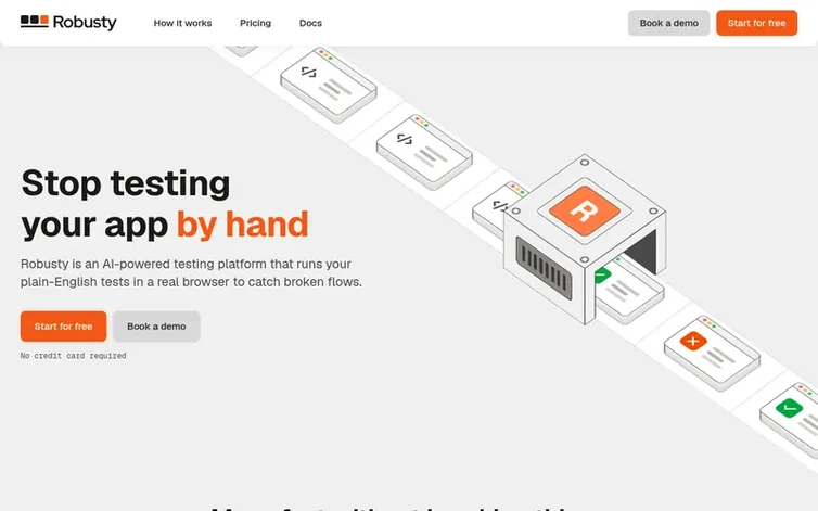 Screenshot of the Robusty homepage