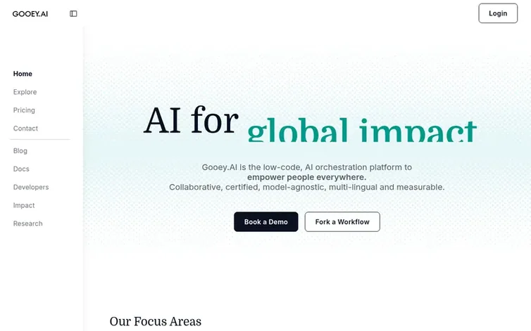 Screenshot of the Gooey.AI homepage