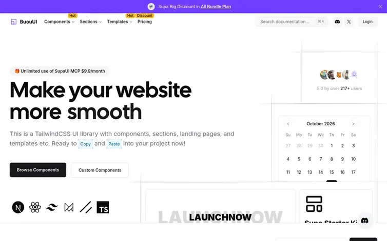 Screenshot of the BuouUI homepage