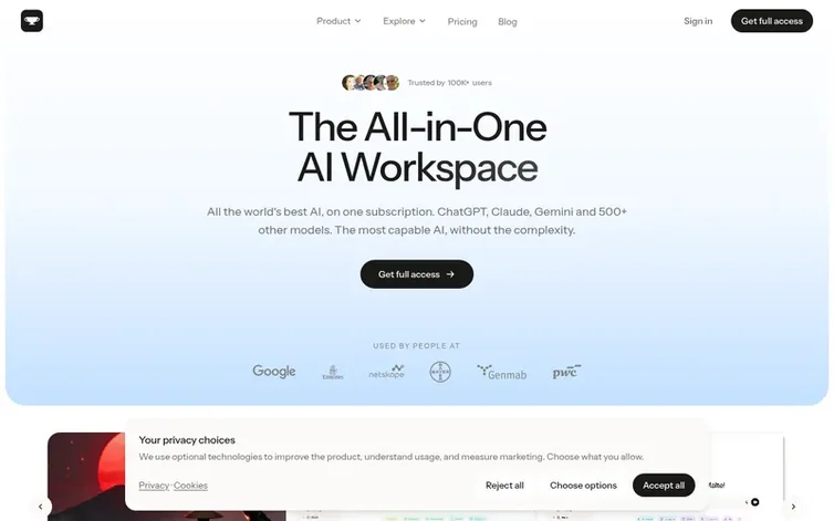 Screenshot of the Krater homepage