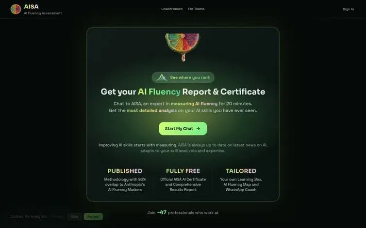 Screenshot of the AISA homepage