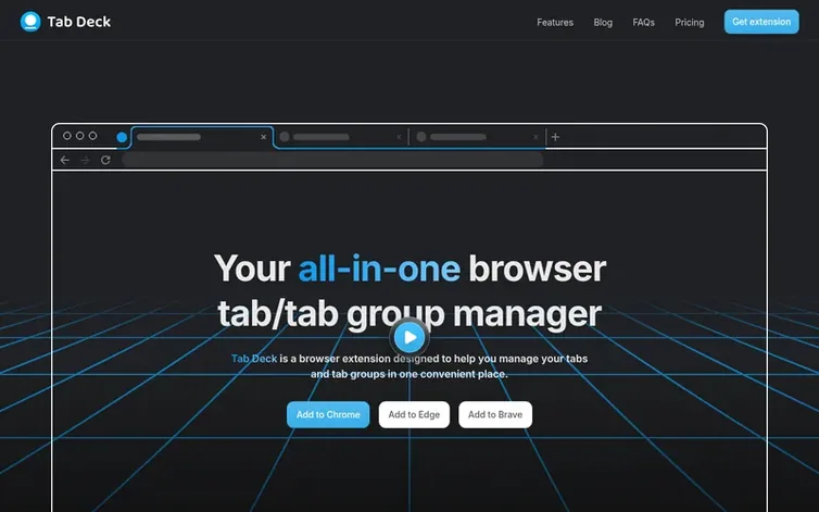 Screenshot of the Tab Deck homepage