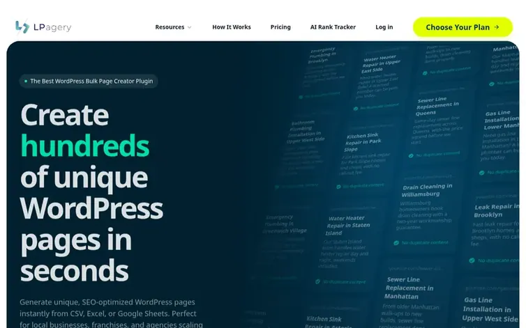 Screenshot of the LPagery homepage