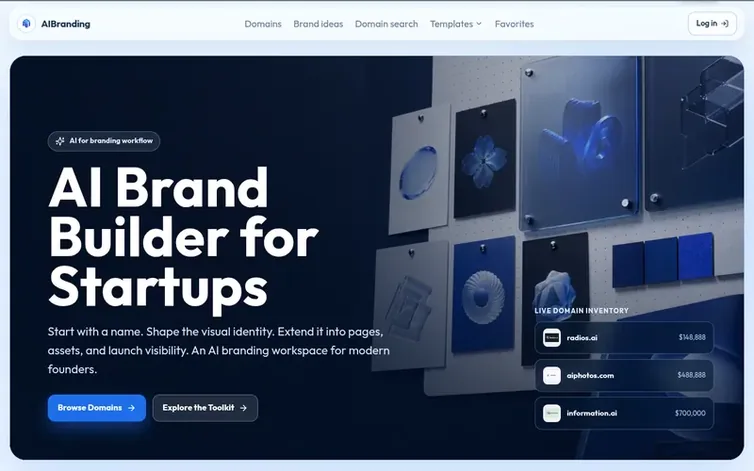 Screenshot of the AIBranding homepage