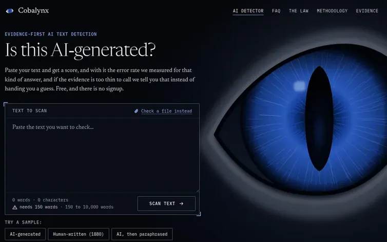 Screenshot of the Cobalynx homepage