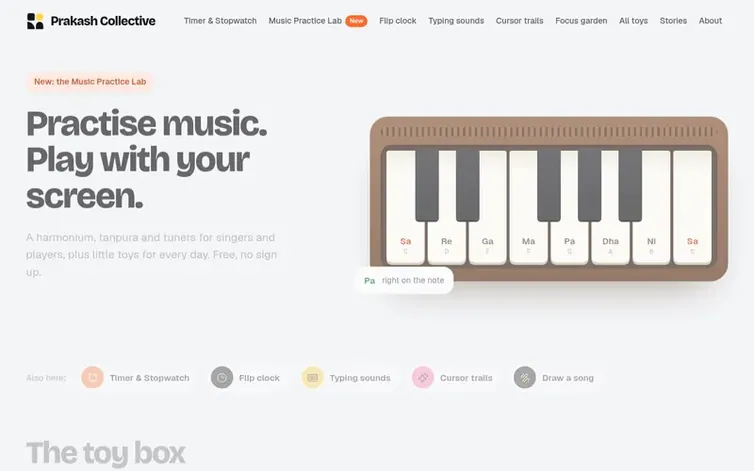 Screenshot of the Prakash Collective homepage