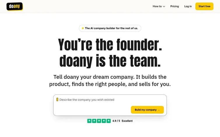 Screenshot of the doany homepage