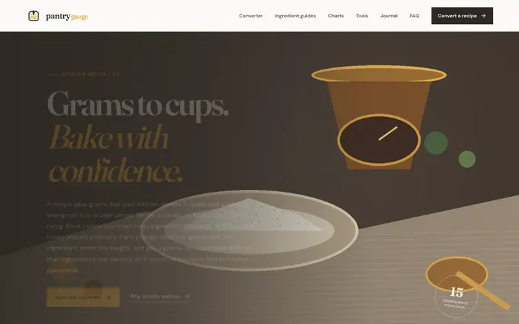 Screenshot of the PantryGauge homepage