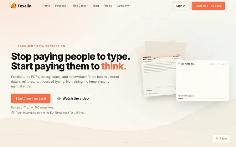 Screenshot of the Foxello homepage