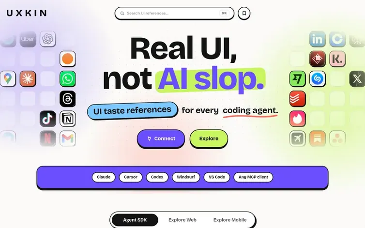 Screenshot of the UXKIN homepage